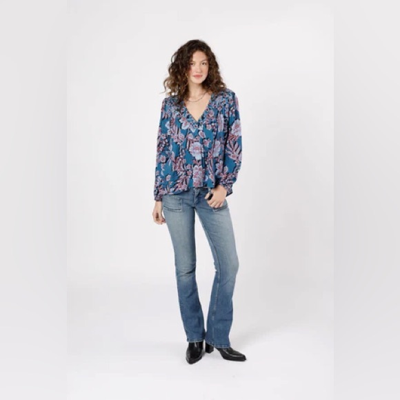 NWT Band Of The Free JOSIE SAPPHIRE MIXED PRINT LONG SLEEVE TOP Bohemian Tunic - Picture 4 of 5